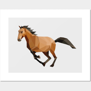 Brown Low Poly Horse Posters and Art